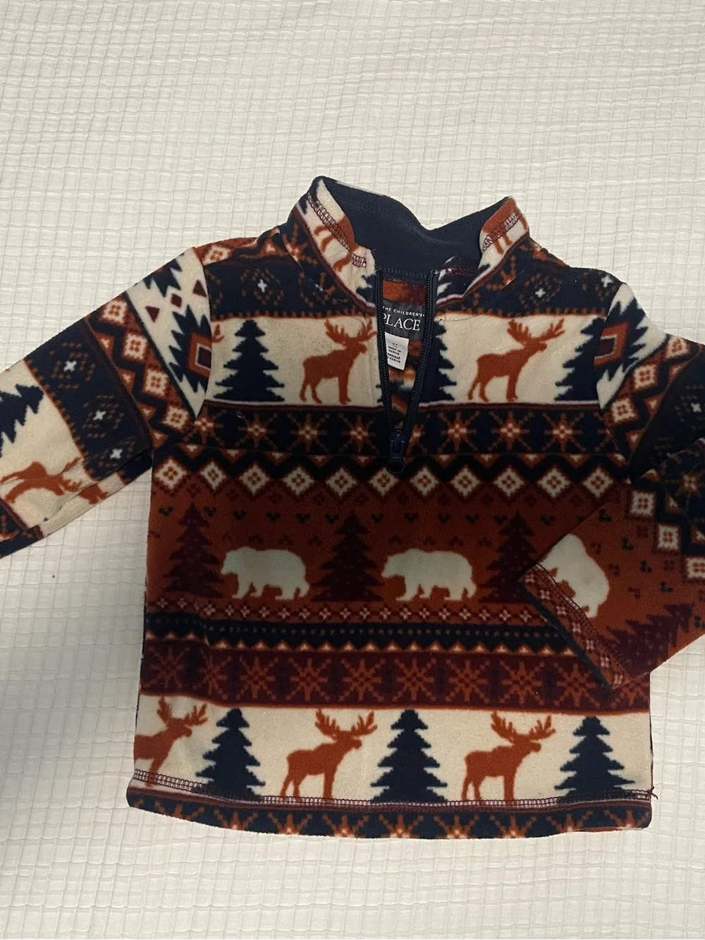 The Children's Place Brown Moose & Bear Half-Zip Fleece Pullover 2T